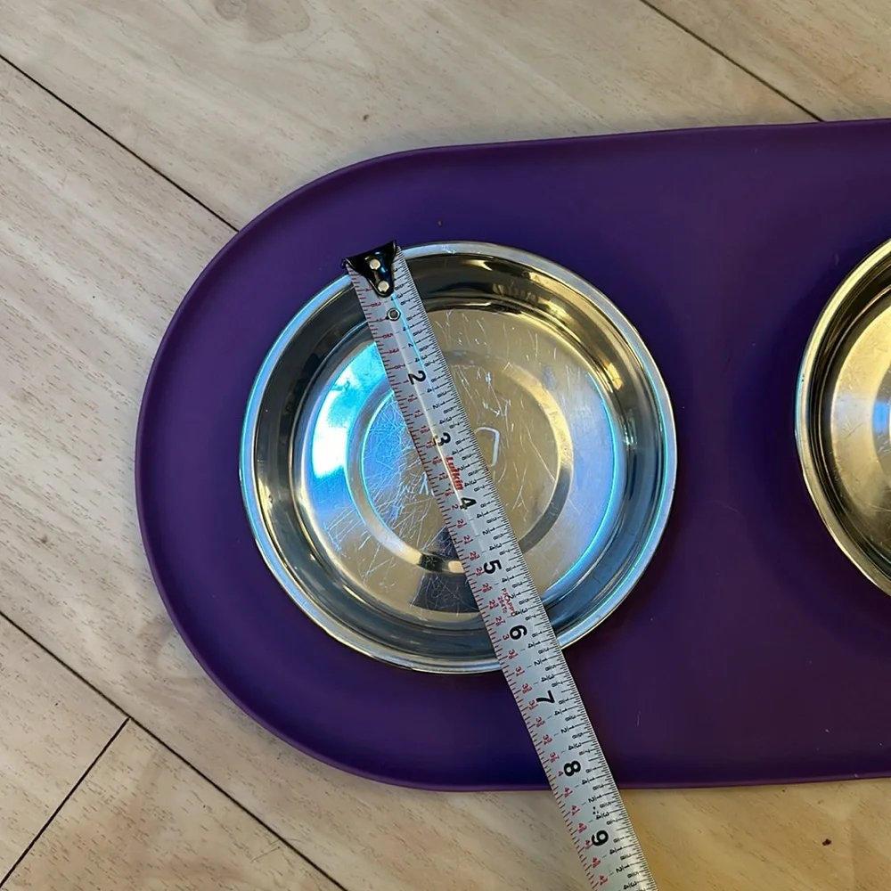 Messy Cat Bowls tray Modern Double Feeder purple silicon stainless steel bowls